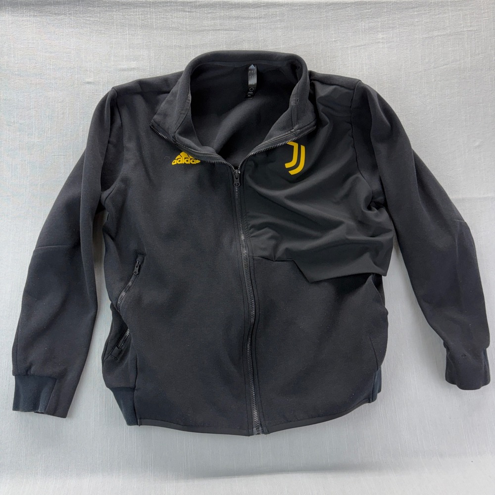 Adidas Juventus FC Jacket Mens Large Full Zip Training Track Black Yellow Logo
